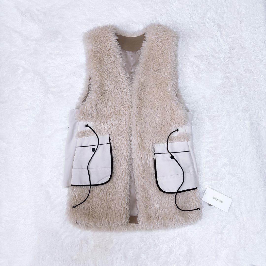 Design aera エコムートンファーベスト.*˚‧新品未使用品