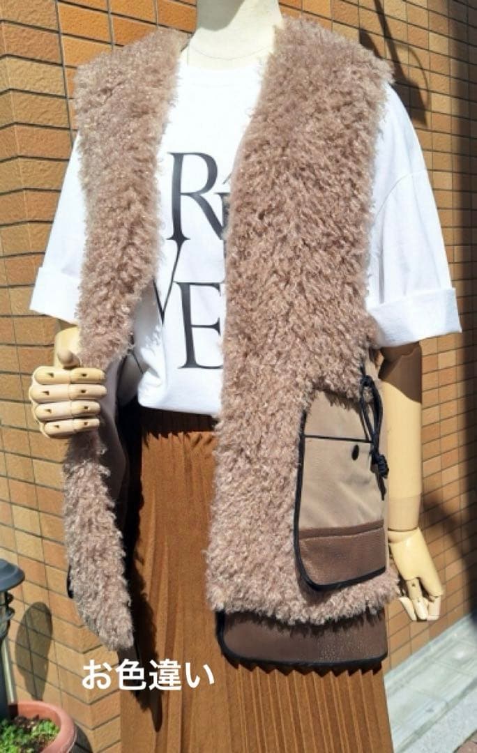 Design aera エコムートンファーベスト.*˚‧新品未使用品