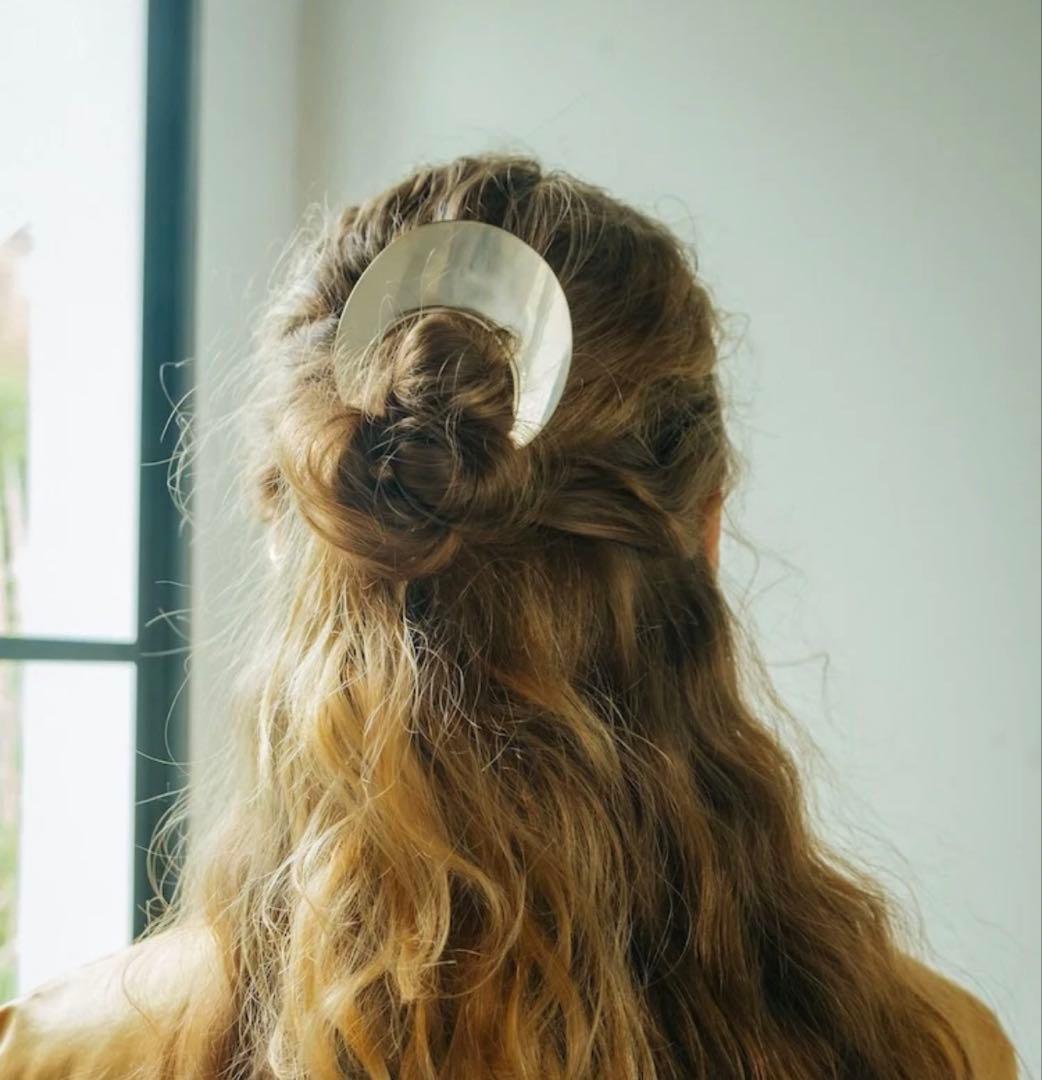 Moon Plate Hair Fork（silver）