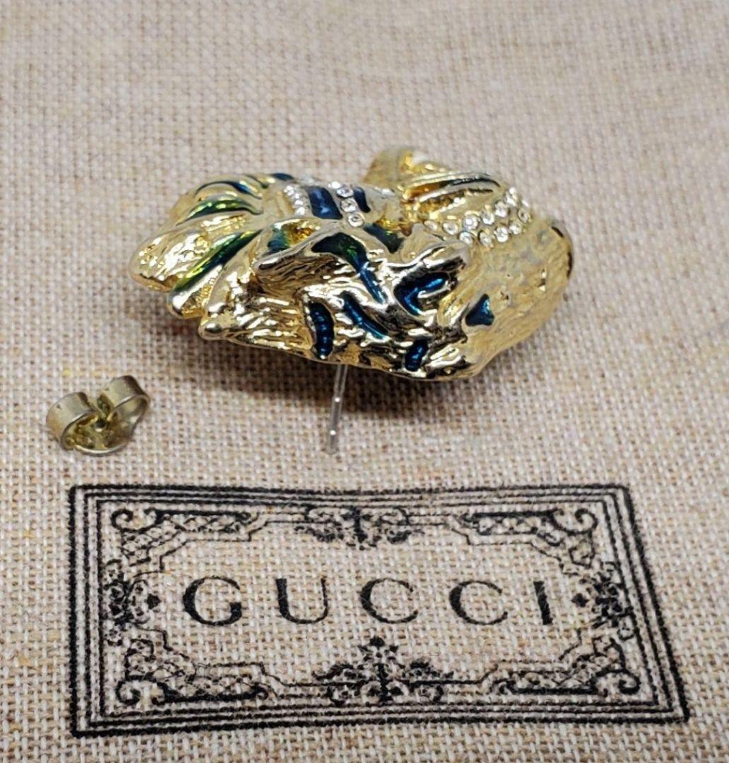 【超レア廃盤美品】GUCCI ビジュ ピアス タイガー ヘッド ラインストーン