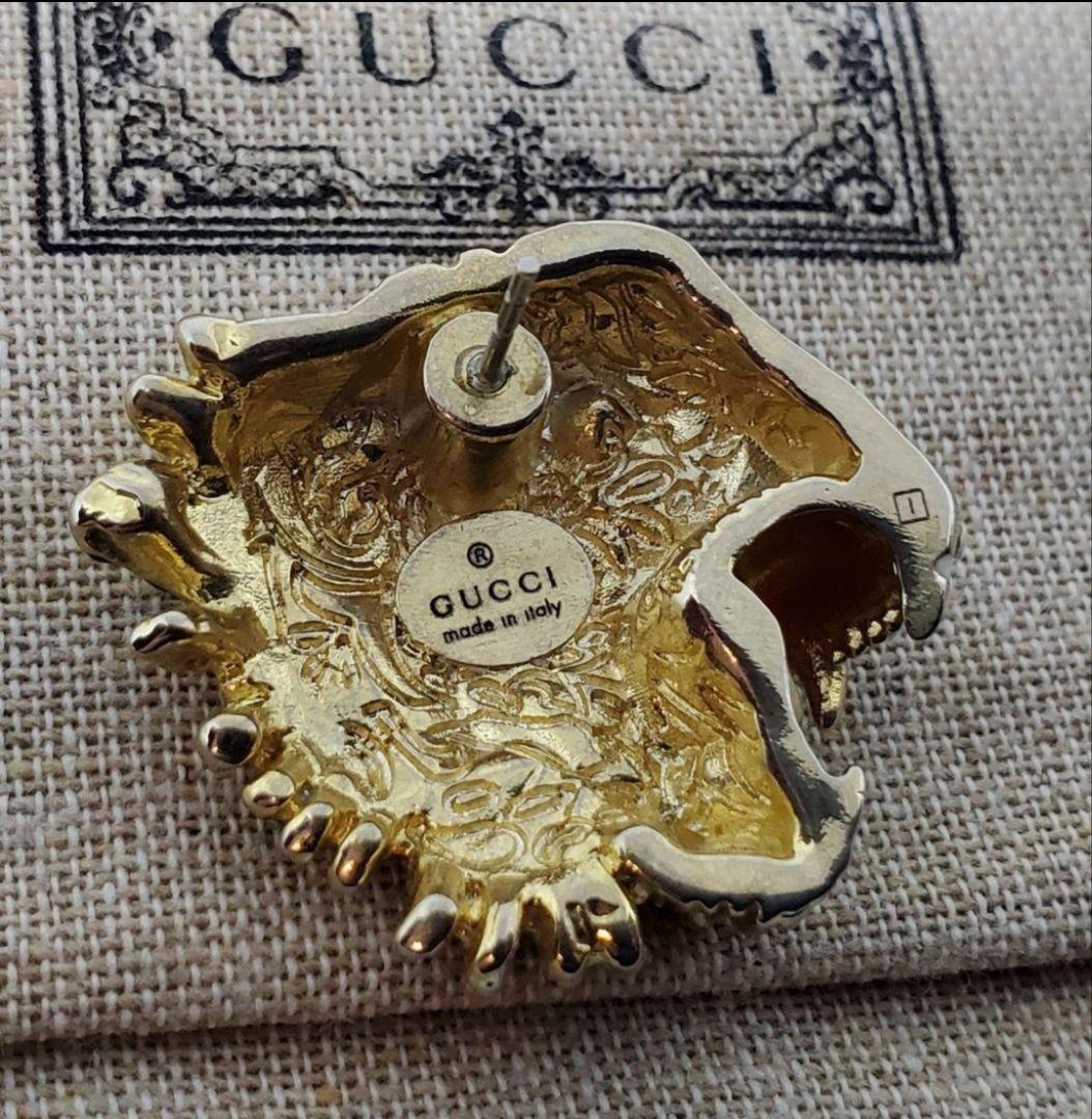 【超レア廃盤美品】GUCCI ビジュ ピアス タイガー ヘッド ラインストーン