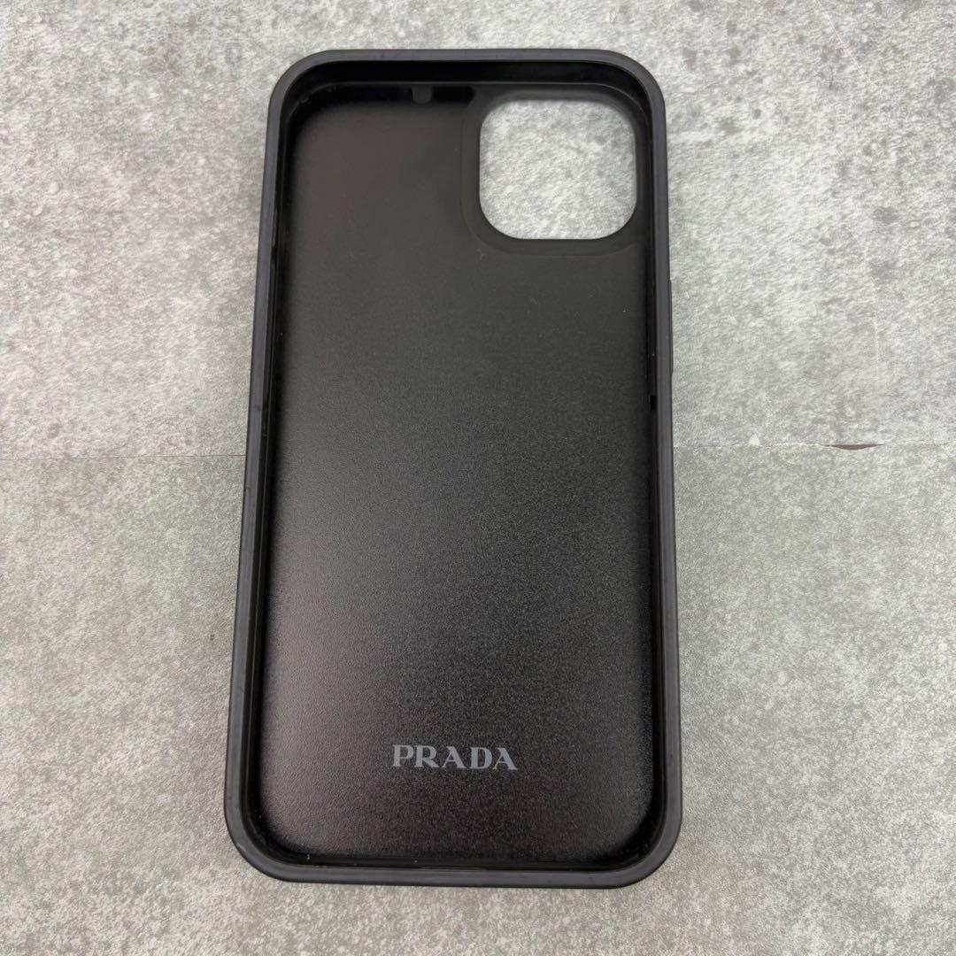 未使用級 プラダ iPhone13 ケース カバー サフィアーノ 三角ロゴ 黒