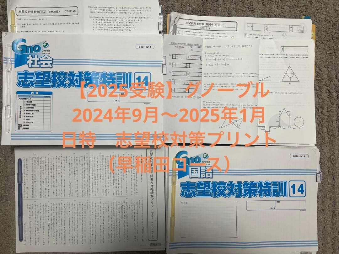 お値下【2025受験】グノーブル2024年9月〜1月　日特　志望校対策（早稲田）