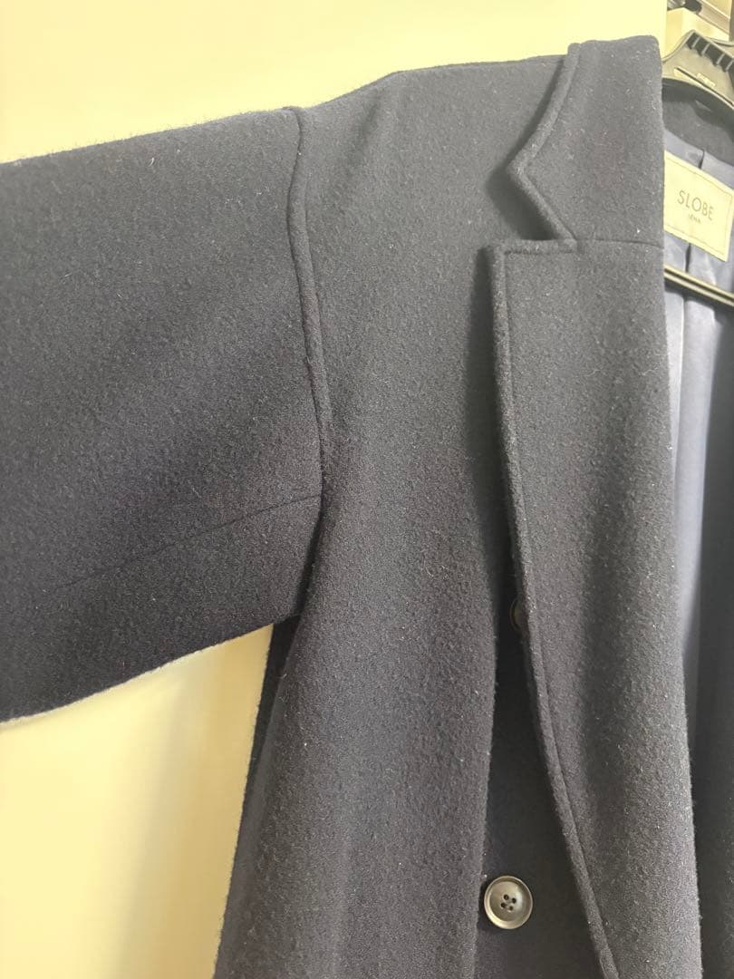 SLOBE ネイビー ダブルブレスト ロングコート