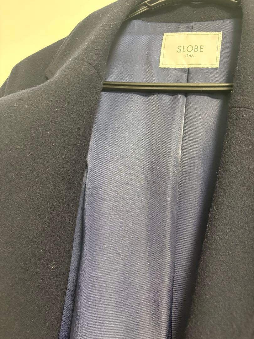 SLOBE ネイビー ダブルブレスト ロングコート