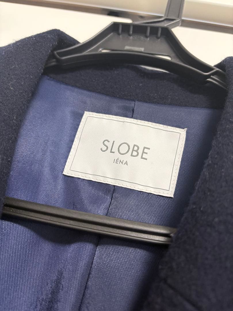 SLOBE ネイビー ダブルブレスト ロングコート