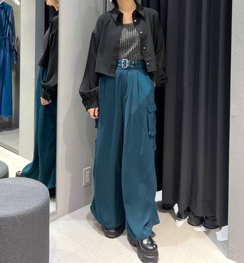 【新品タグ付き】HARE　2WAYトロミワイドカーゴパンツ　グリーン