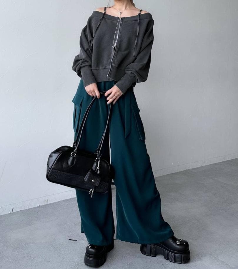 【新品タグ付き】HARE　2WAYトロミワイドカーゴパンツ　グリーン