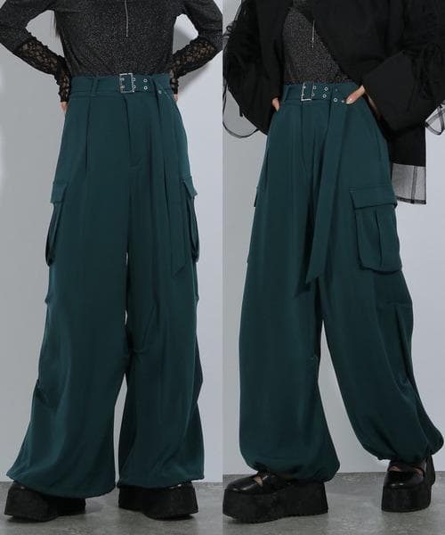 【新品タグ付き】HARE　2WAYトロミワイドカーゴパンツ　グリーン