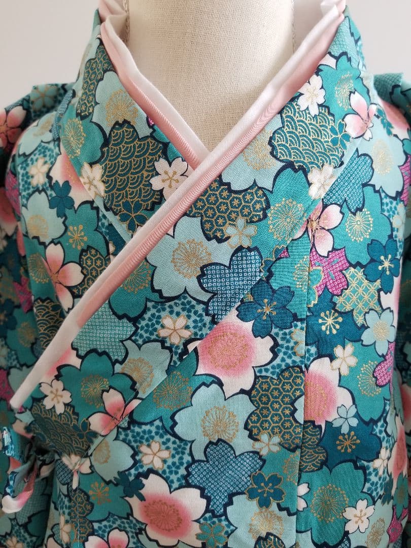 被布エプロン　さくらブルー