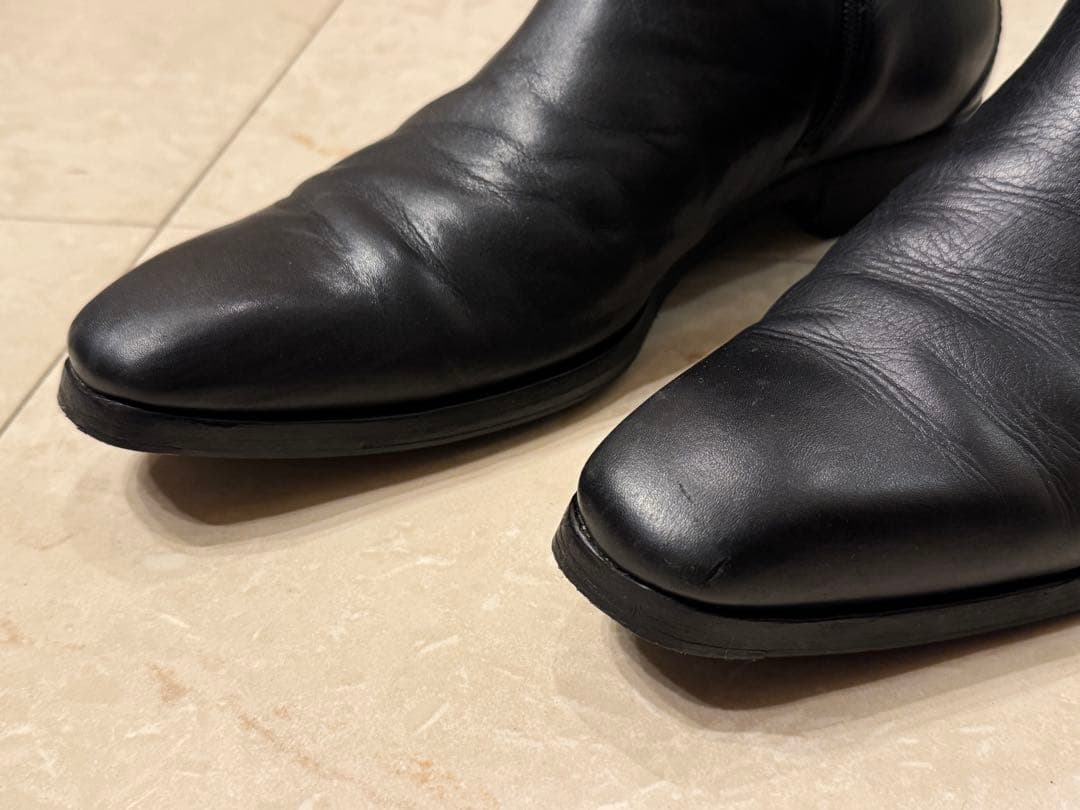 27cm GUCCI グッチ ブラックレザーブーツ メンズ イタリア製