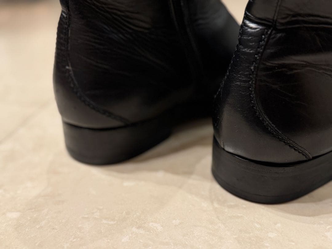 27cm GUCCI グッチ ブラックレザーブーツ メンズ イタリア製