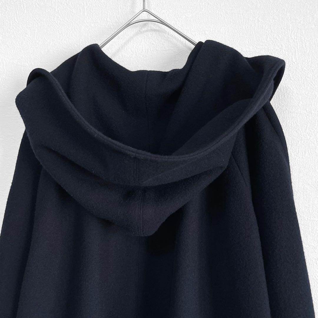 【エリン】ELIN✨美品✨フディーコート　ケープコート　ネイビー　ウール100%