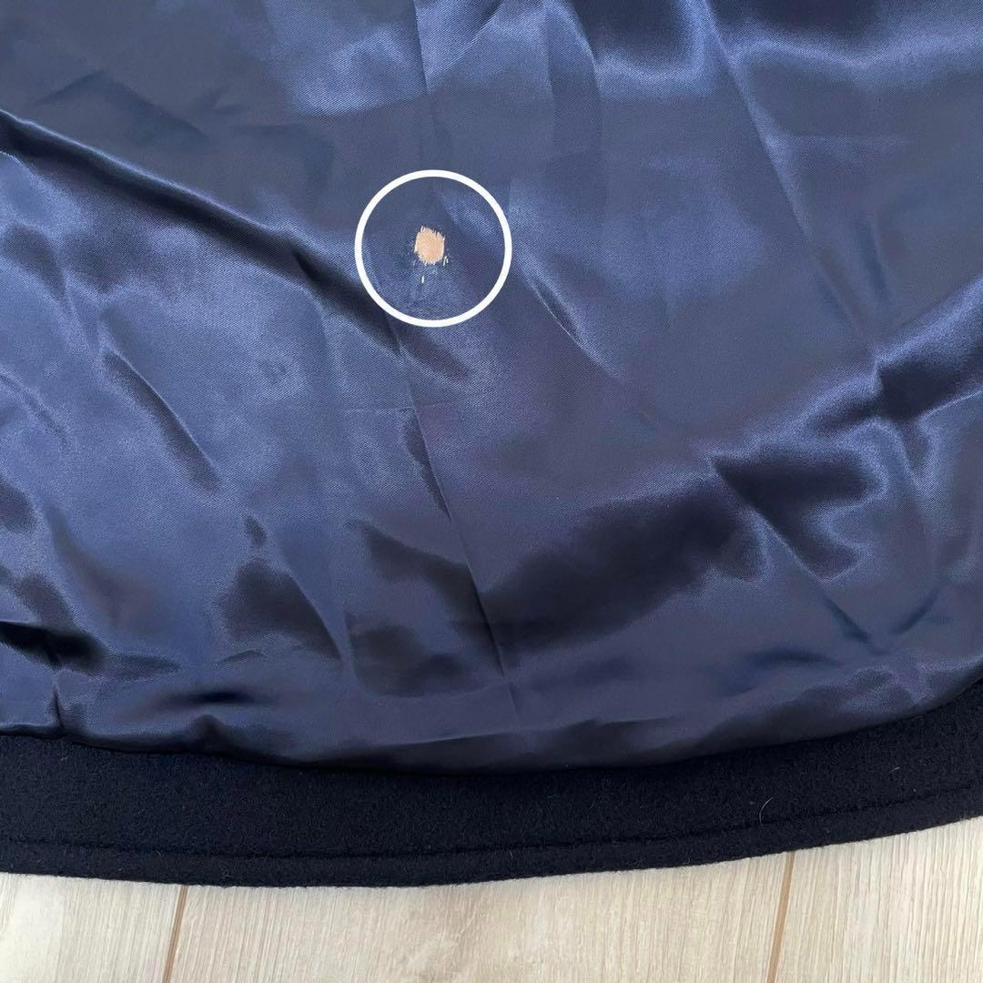 【エリン】ELIN✨美品✨フディーコート　ケープコート　ネイビー　ウール100%