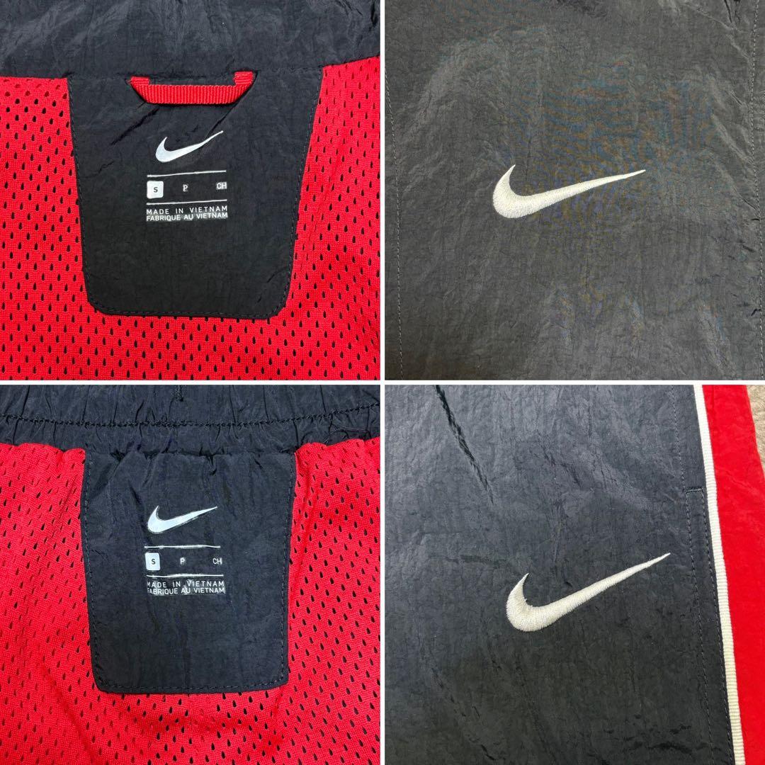 海外限定 NIKE ナイキ ナイロン セットアップ 黒 赤 S