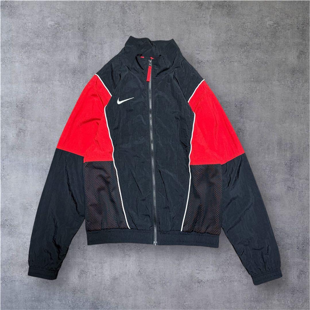 海外限定 NIKE ナイキ ナイロン セットアップ 黒 赤 S