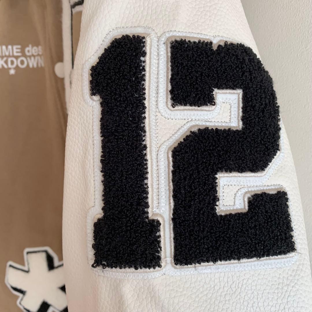 COMME des FUCKDOWN スタジャン ブルゾン ベージュ/ホワイト