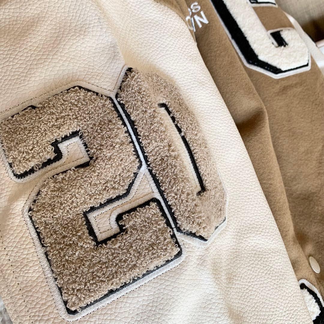 COMME des FUCKDOWN スタジャン ブルゾン ベージュ/ホワイト