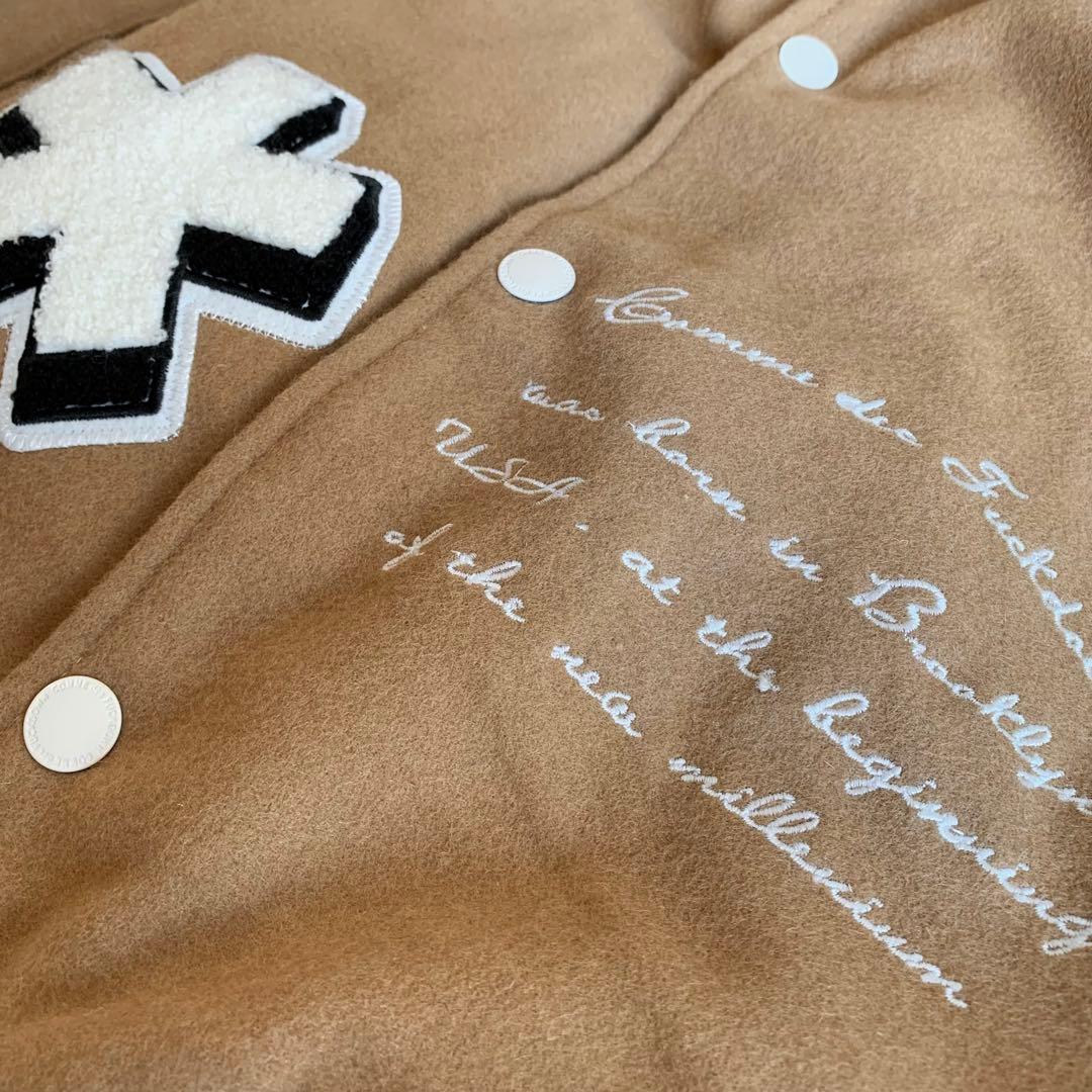 COMME des FUCKDOWN スタジャン ブルゾン ベージュ/ホワイト