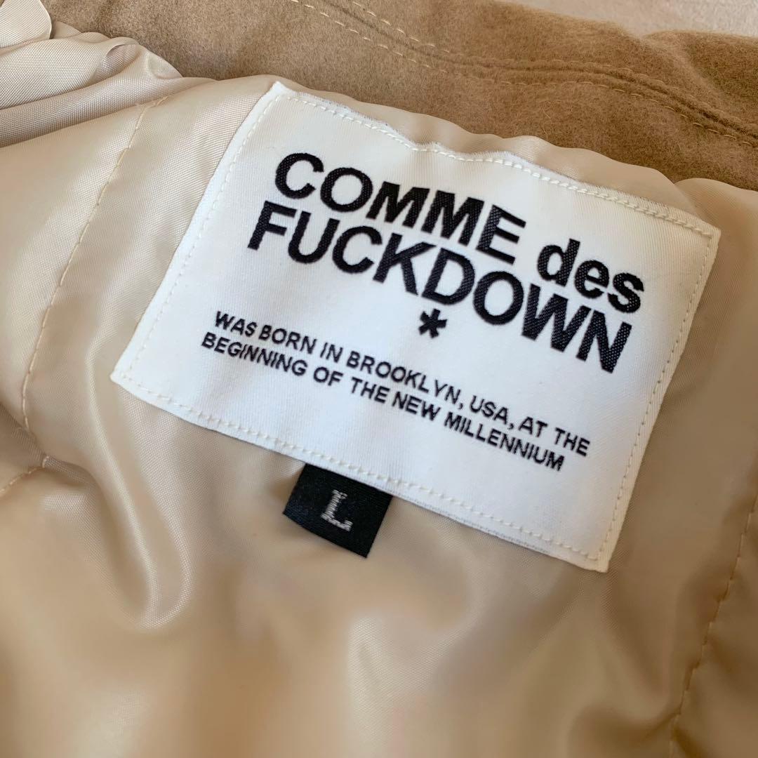 COMME des FUCKDOWN スタジャン ブルゾン ベージュ/ホワイト