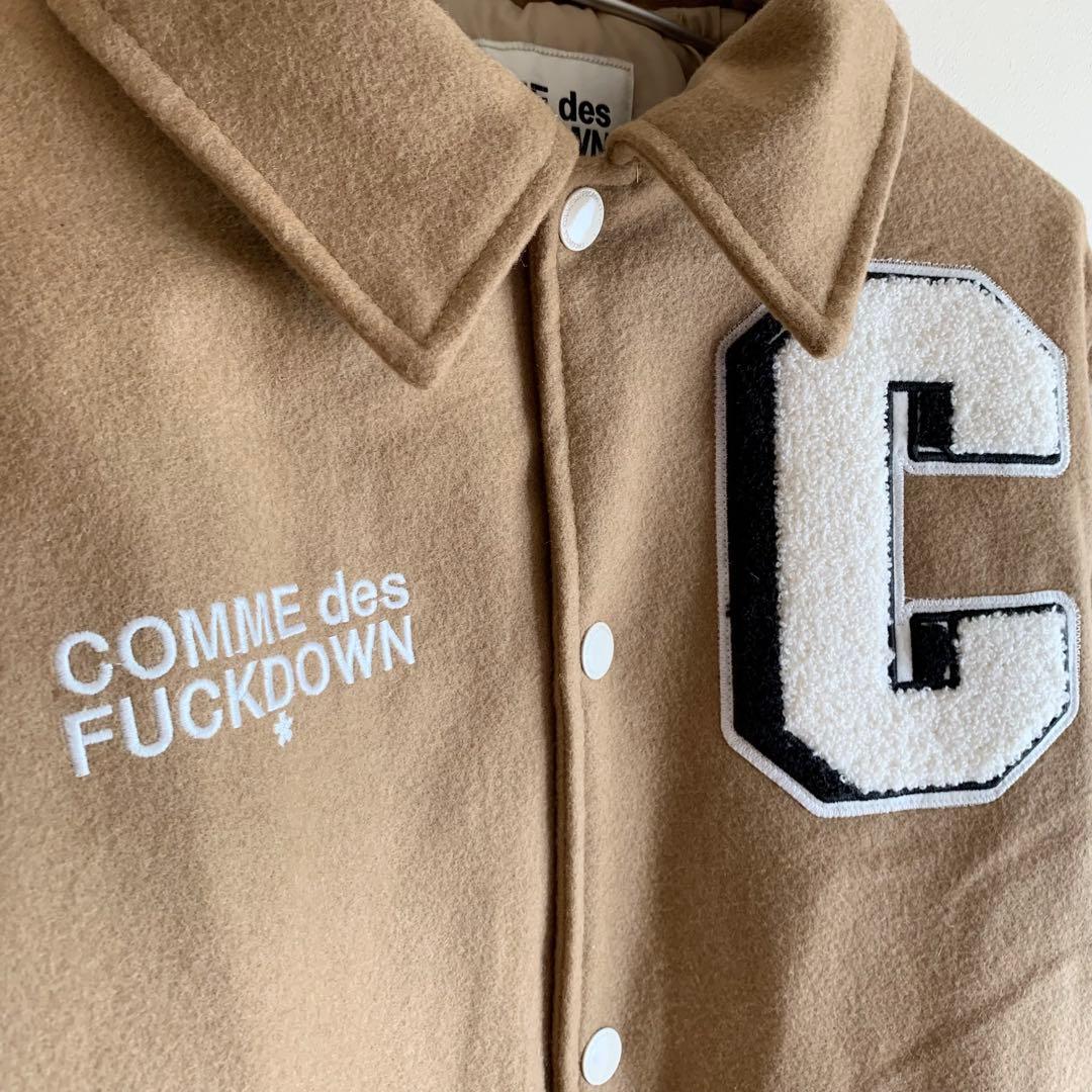 COMME des FUCKDOWN スタジャン ブルゾン ベージュ/ホワイト