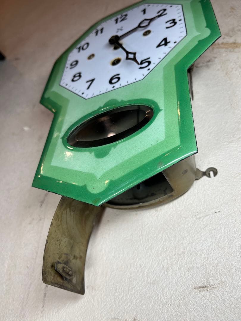 ドイツ製　超ミニ　ホーロー　柱時計　古時計　振り子　ユンハンス　精工舎　レトロ