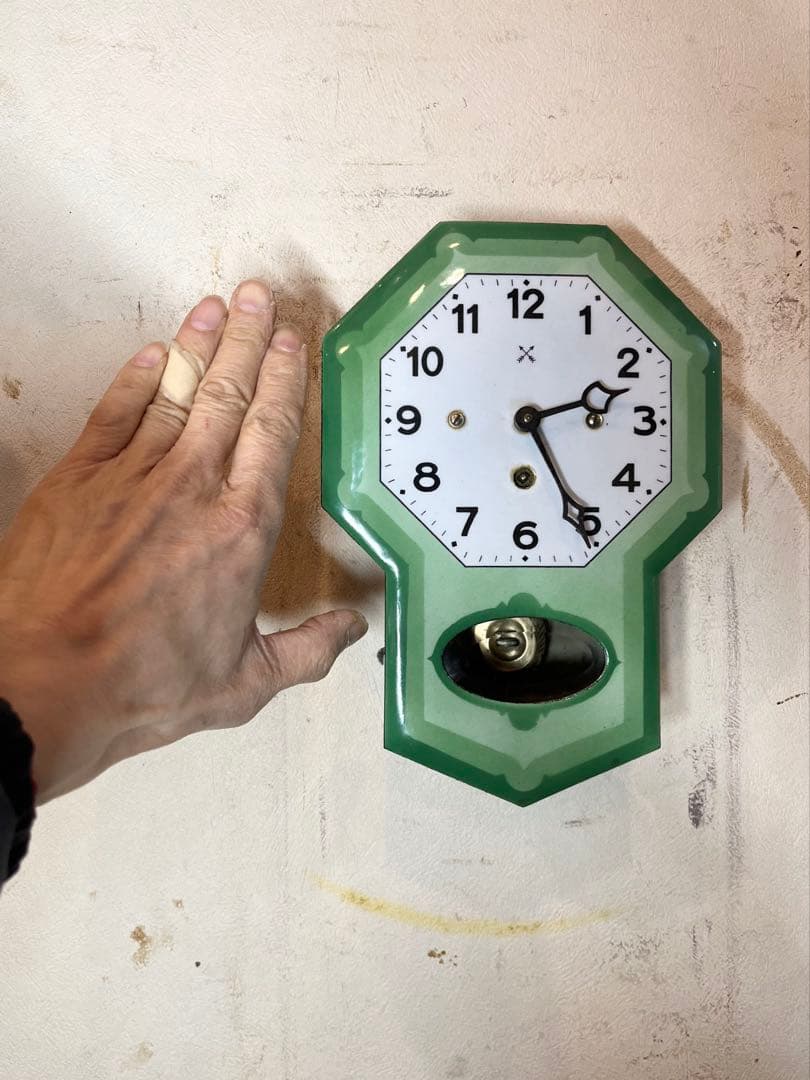 ドイツ製　超ミニ　ホーロー　柱時計　古時計　振り子　ユンハンス　精工舎　レトロ