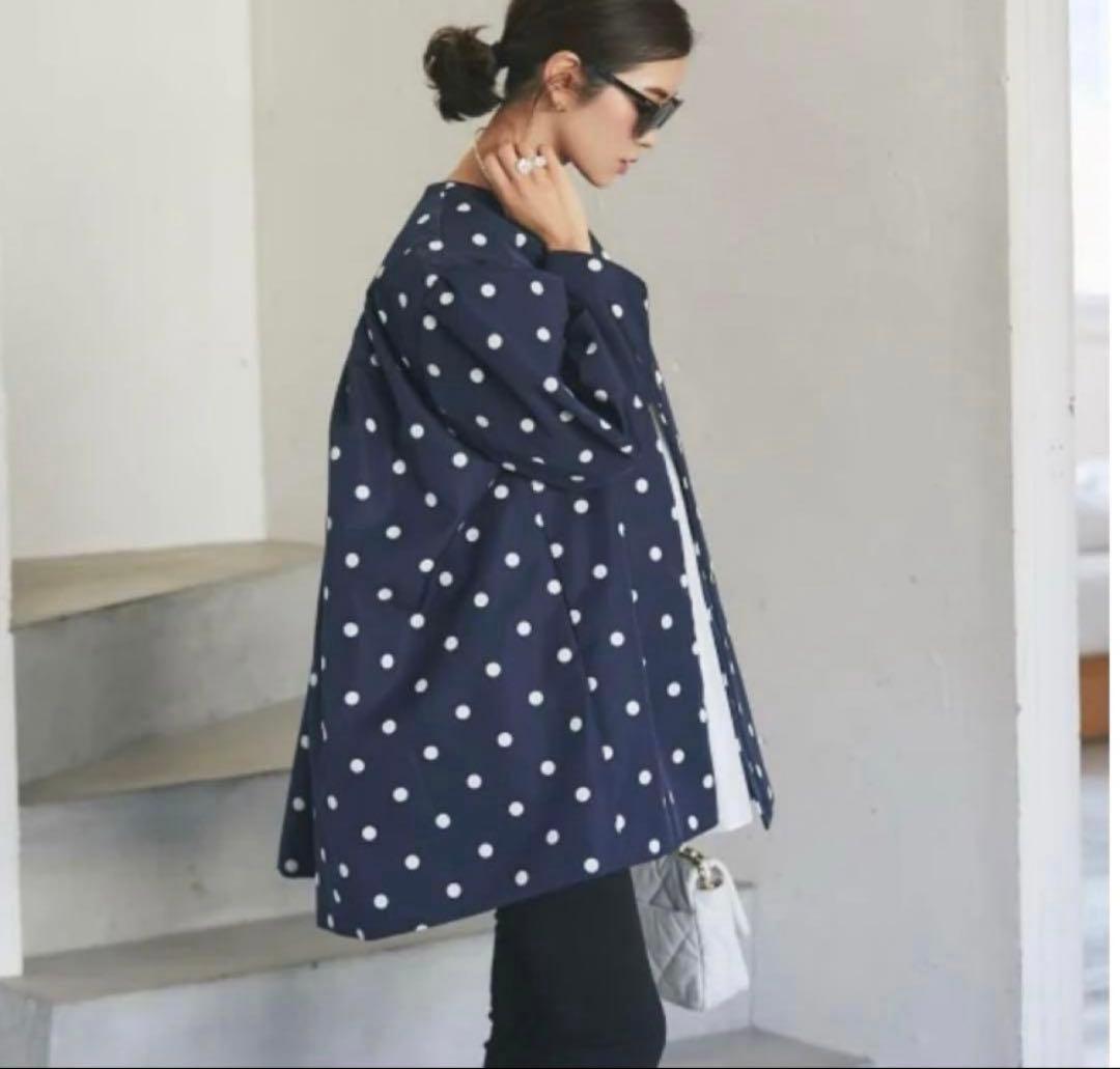 【美品】完売品✨セブンテン ドットコクーンミディアムコート ゆったり ネイビー