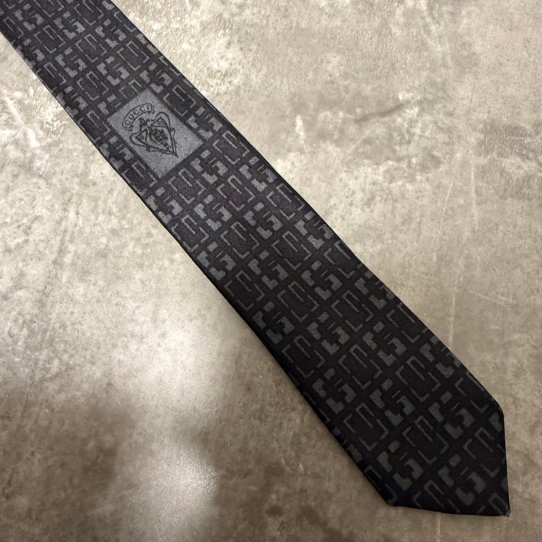 【✨極美品✨】GUCCI グッチ ネクタイ ブラック G柄 ハイブランド 光沢
