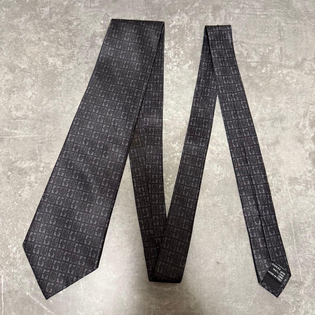 【✨極美品✨】GUCCI グッチ ネクタイ ブラック G柄 ハイブランド 光沢