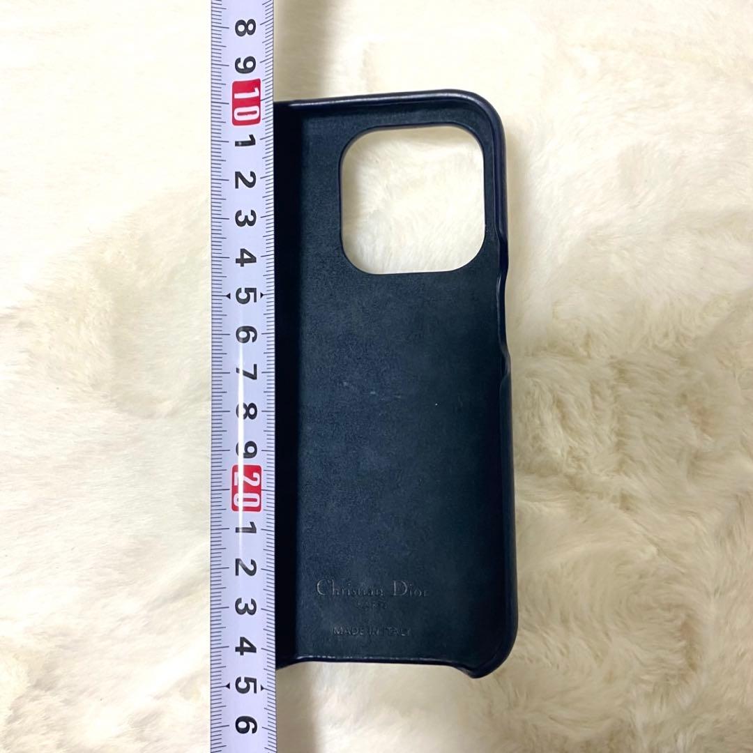 美品 Dior ディオール トロッター柄 iPhoneケース ネイビー レザー
