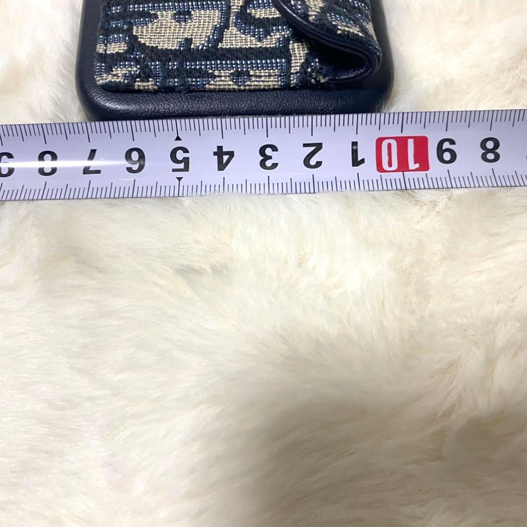 美品 Dior ディオール トロッター柄 iPhoneケース ネイビー レザー