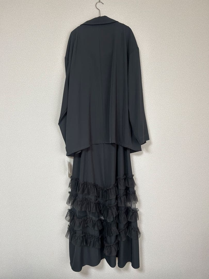 新品✨ エト．ユニヴェール　トランスペアレントヘムセットアップドレス　黒　L
