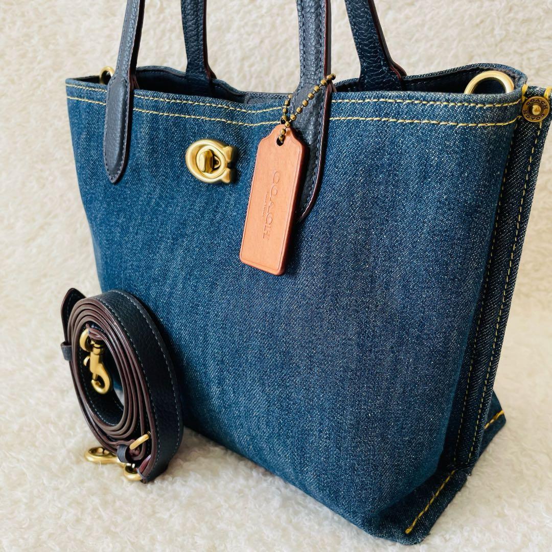 【美品】COACH ハンドバッグ 2way ショルダーバッグ デニム ウィロウ