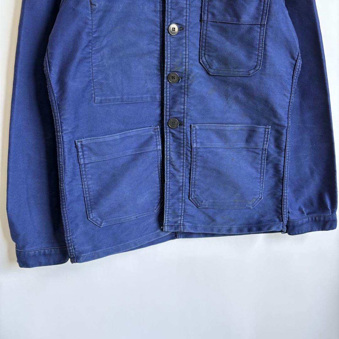 60s フレンチ モールスキンジャケット カバーオール ワークジャケット ブルー
