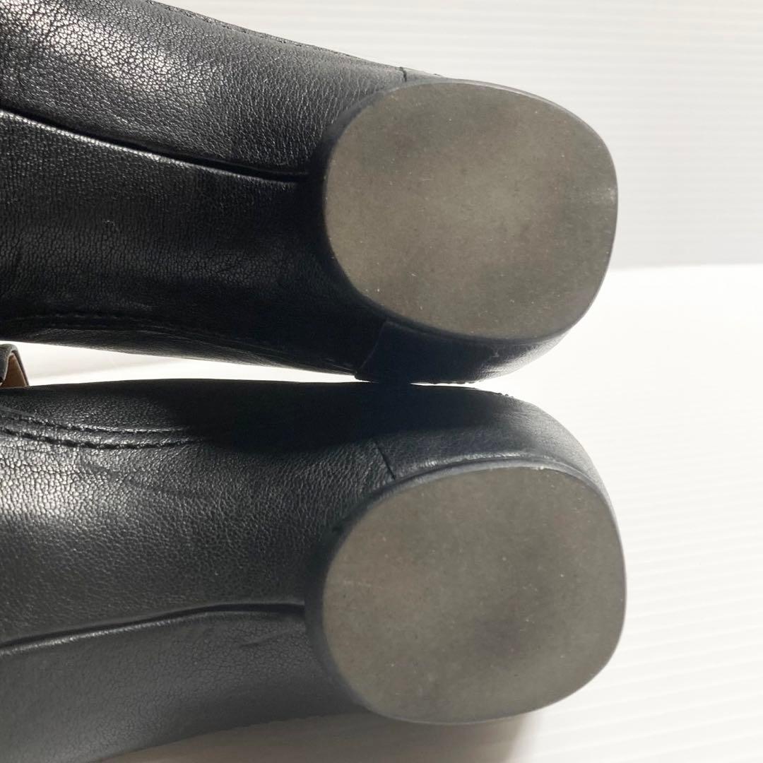 サヤ SAYA レザー ストラップ フラットシューズ 24cm ブラック