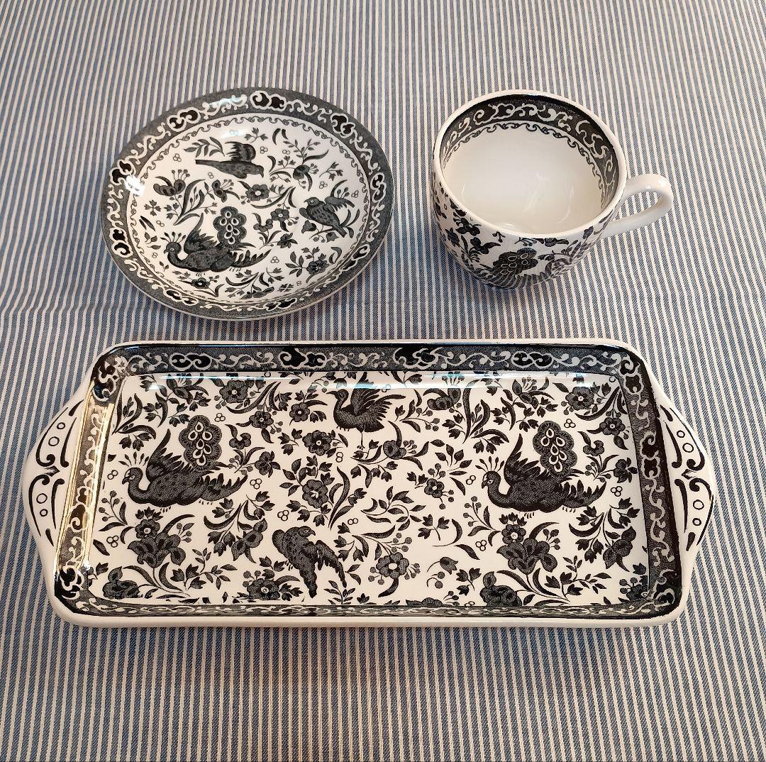 バーレイ ブラック リーガルピーコック カップ＆ソーサー+サンドイッチプレート