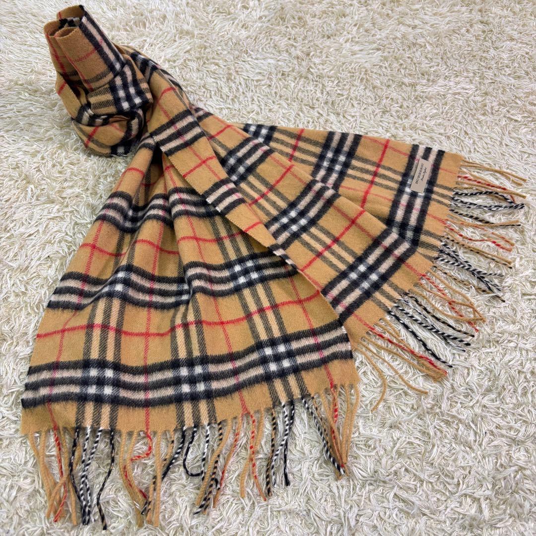 バーバリーロンドン イングランド　ノバチェック　カシミア100% マフラー