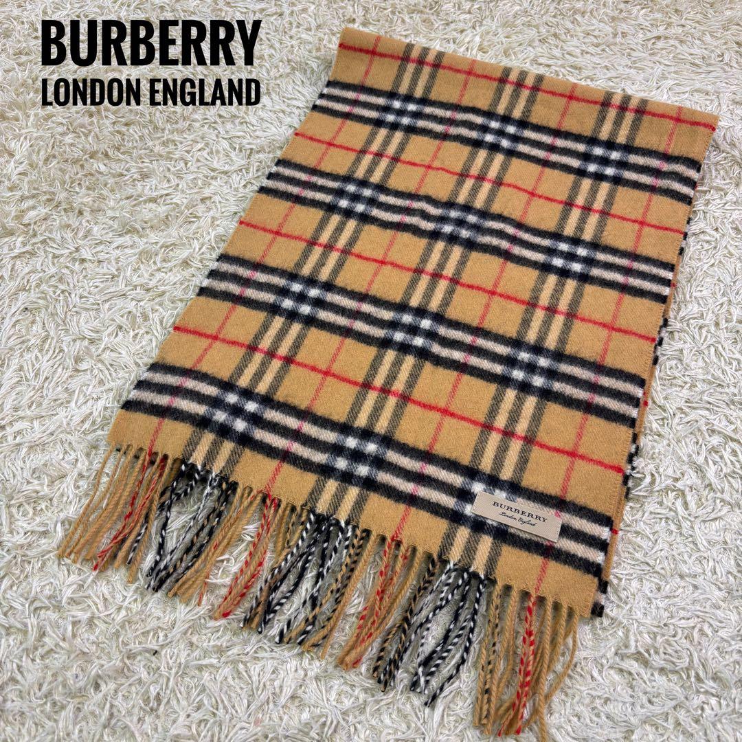 バーバリーロンドン イングランド　ノバチェック　カシミア100% マフラー