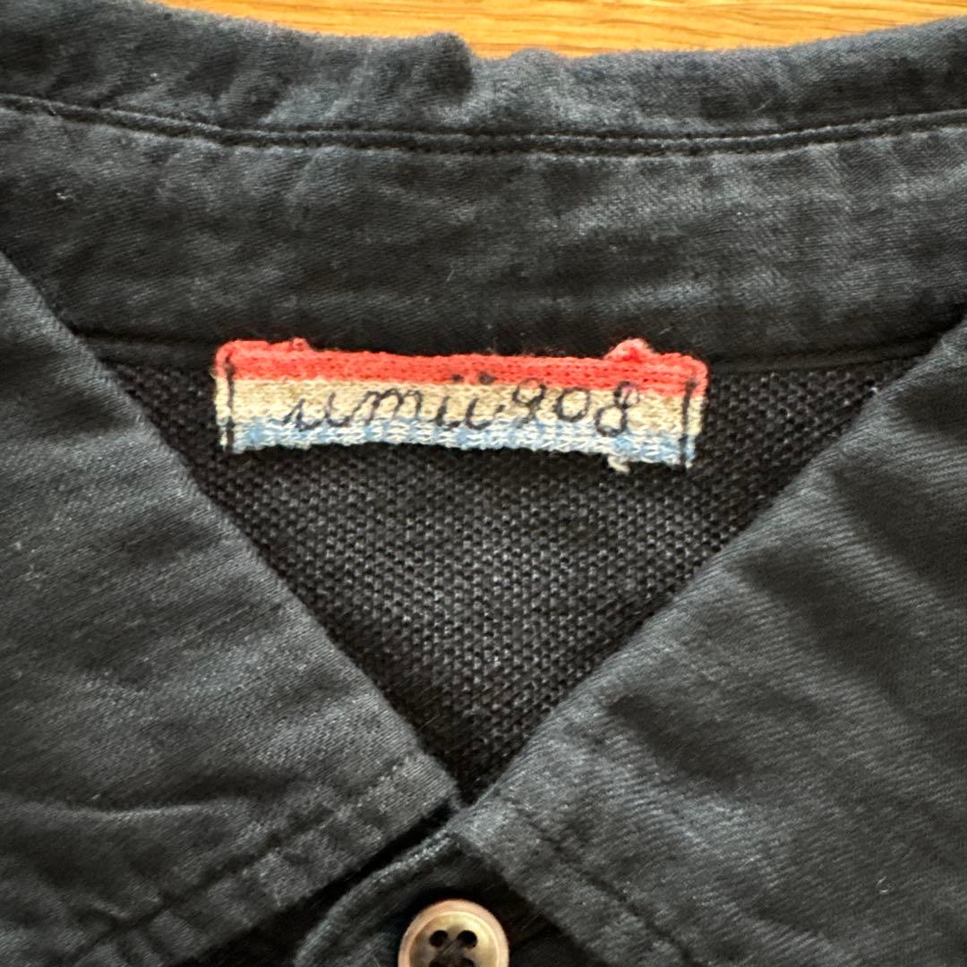 美品⭐︎45rpm メンズ　インディゴ長袖ポロシャツ　サイズ4