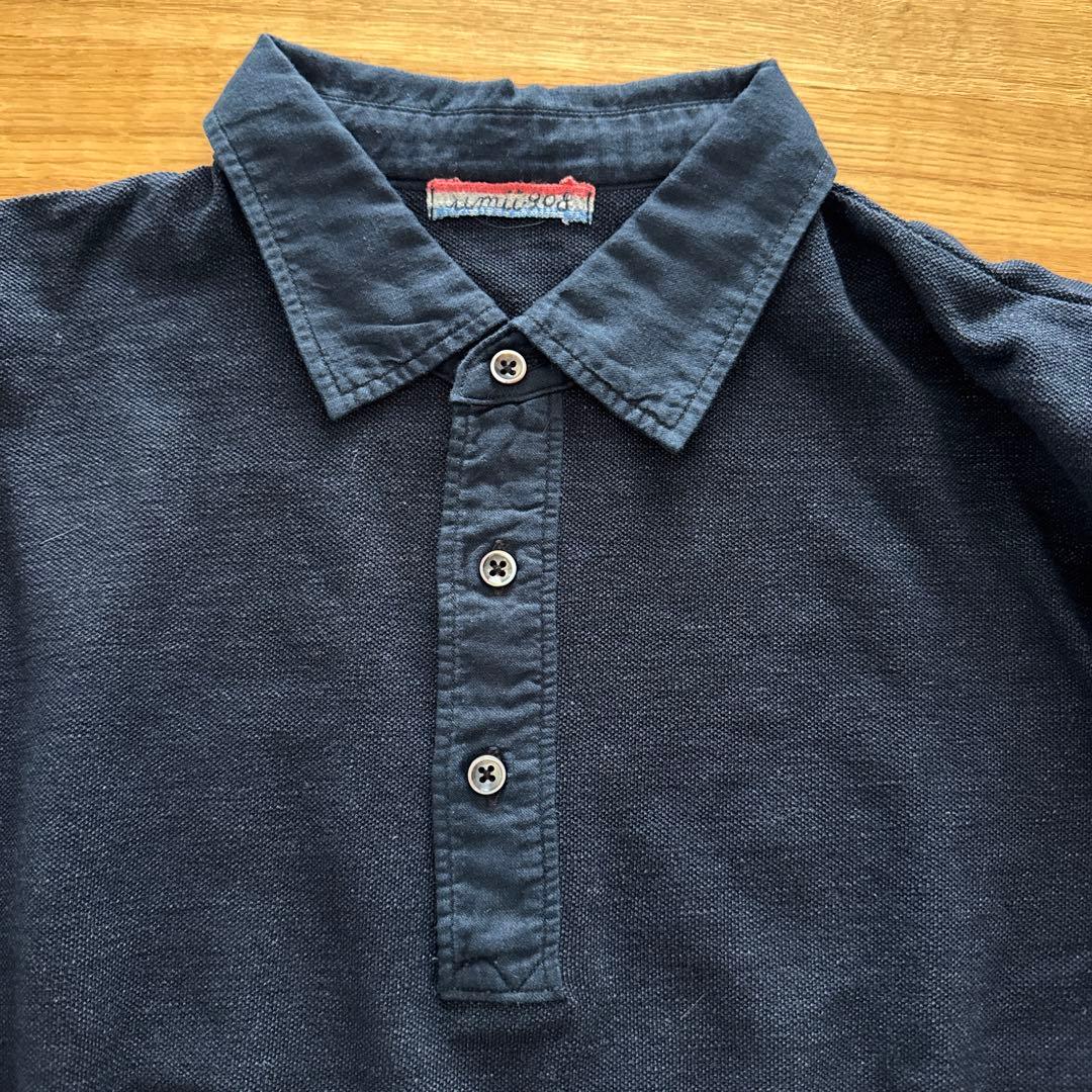 美品⭐︎45rpm メンズ　インディゴ長袖ポロシャツ　サイズ4