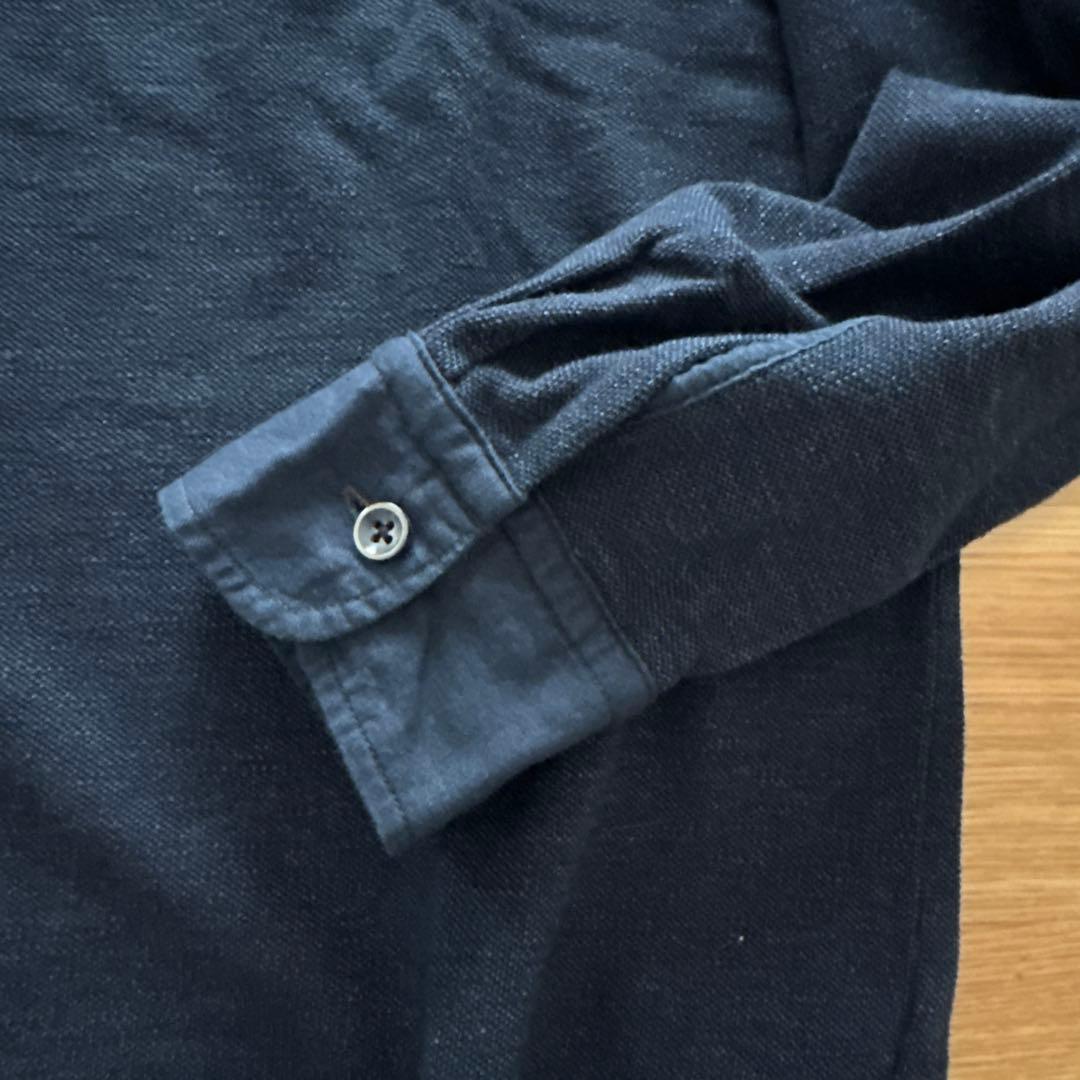 美品⭐︎45rpm メンズ　インディゴ長袖ポロシャツ　サイズ4