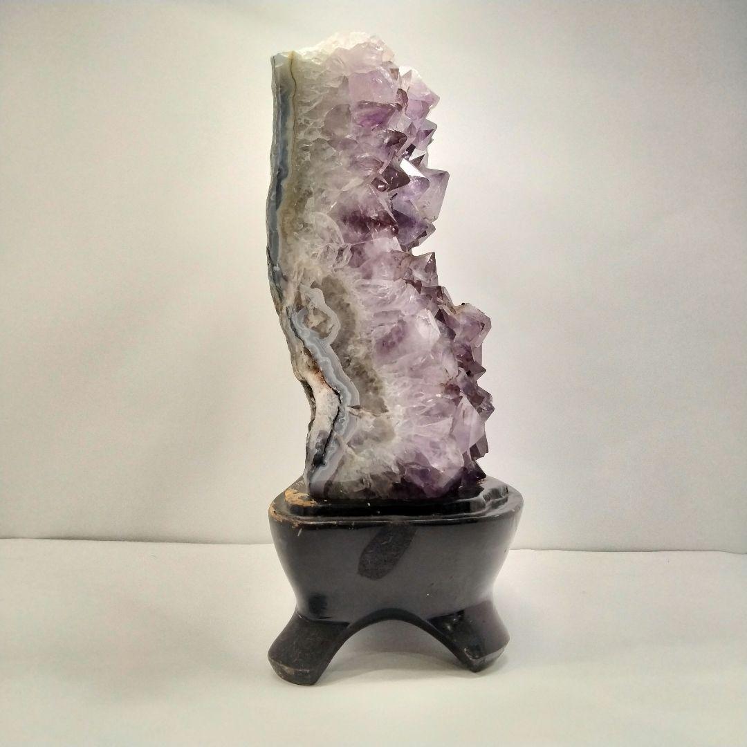 Y329 縁起物 ウルグアイ産 アメジスト 高さ28㎝ 総重量6.9㎏ 唐木台付