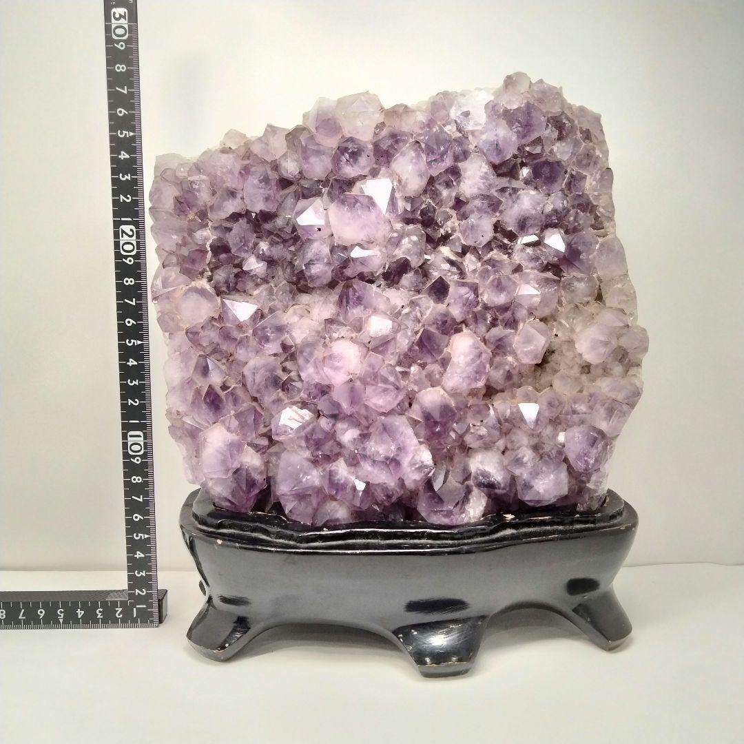 Y329 縁起物 ウルグアイ産 アメジスト 高さ28㎝ 総重量6.9㎏ 唐木台付