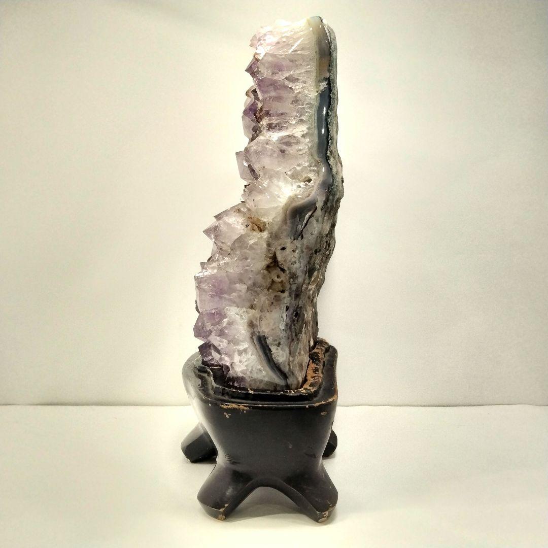 Y329 縁起物 ウルグアイ産 アメジスト 高さ28㎝ 総重量6.9㎏ 唐木台付