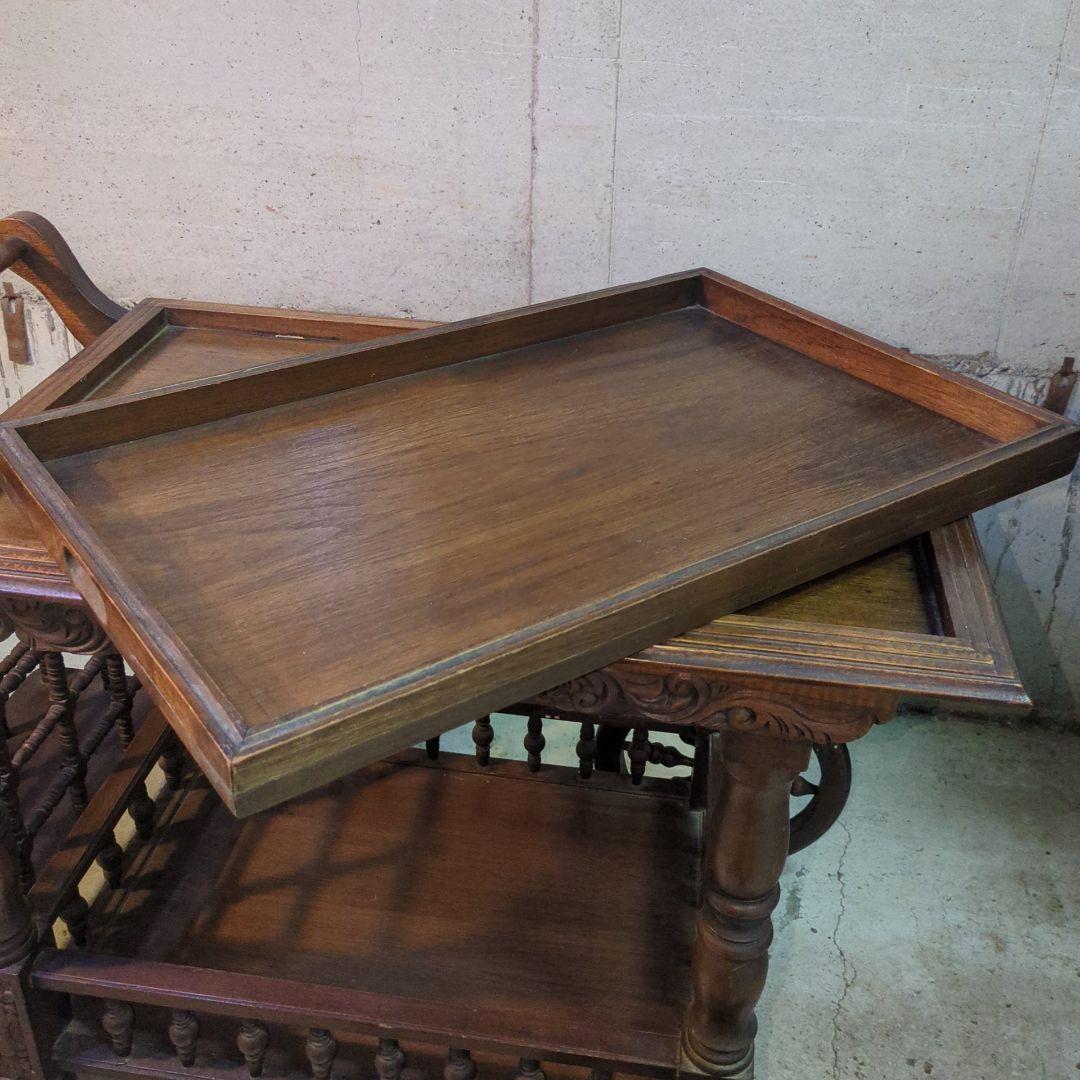 ヴィンテージ 木製キッチンワゴン サービスカート 彫刻