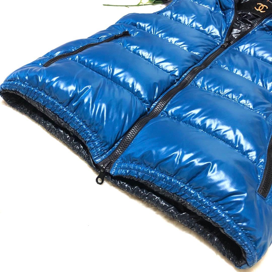 未使用級　デュベティカ　ダウンベスト　リバーシブル　ドット　ライトブルー　40