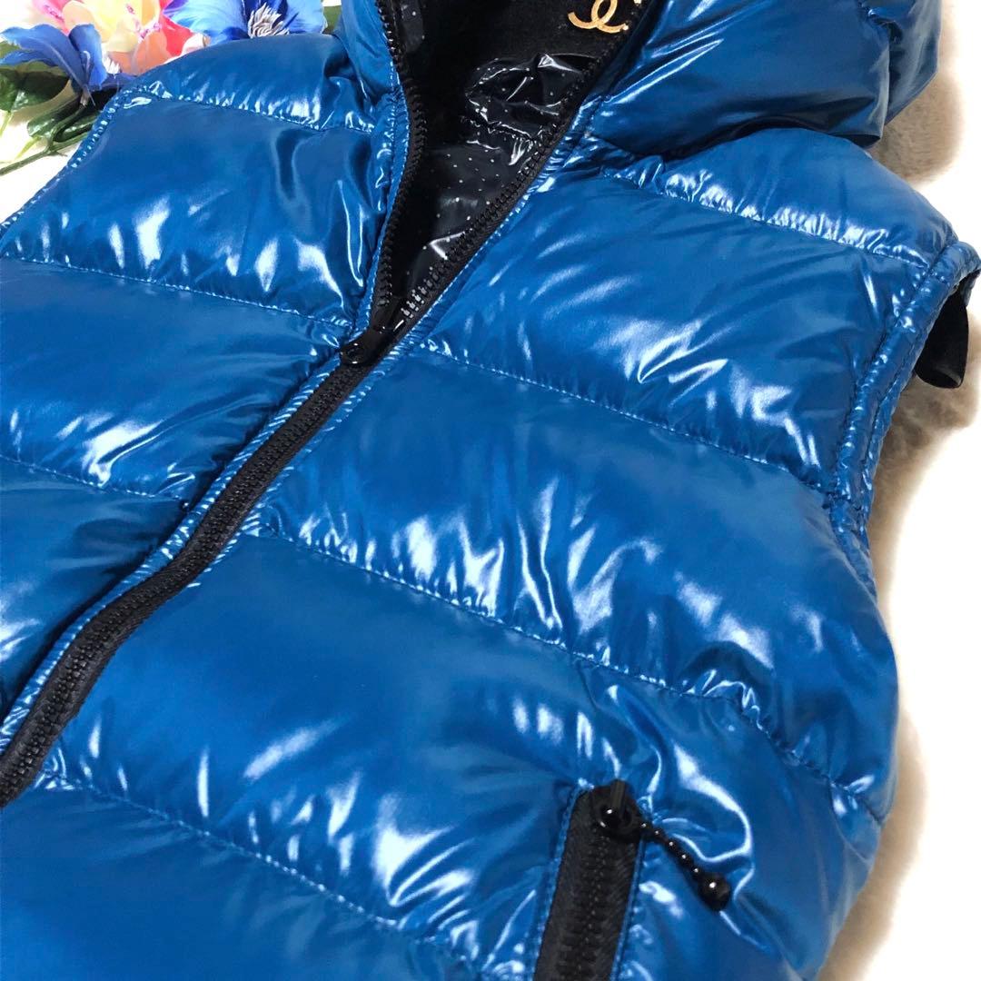 未使用級　デュベティカ　ダウンベスト　リバーシブル　ドット　ライトブルー　40