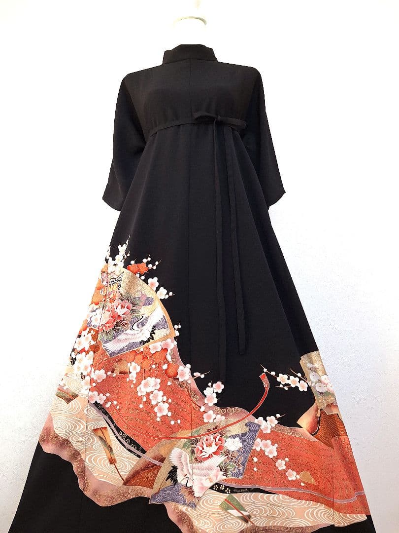 着物リメイクワンピース3647