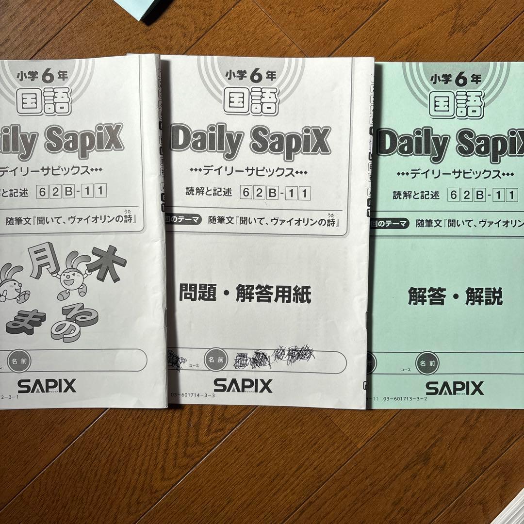 SAPIX 小学6年国語デイリーウィークリーSAPIX一年分